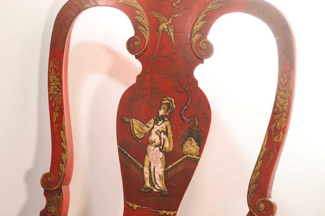 A japanned red chinoserie suite, 20th century, - 3