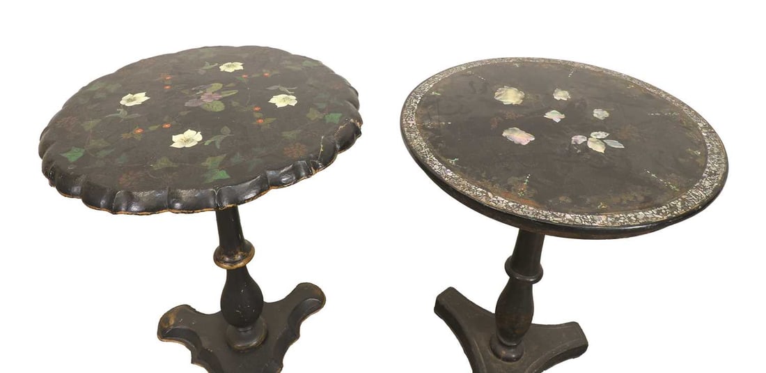 A Victorian papier-mache pedestal table, 19th century, - 7
