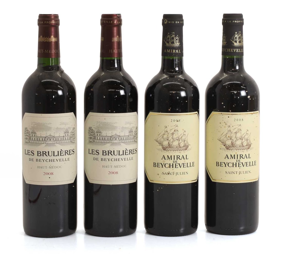 Amiral de Beychevelle, Saint Julien, 2008: Amiral de Beychevelle, Saint Julien, 2008 (2) together with x 2 Les Brulieres, Haut-Medoc, 2008 (4 bottles in total) Shipping Disclaimer: Please note we cannot guarantee condition of contents or