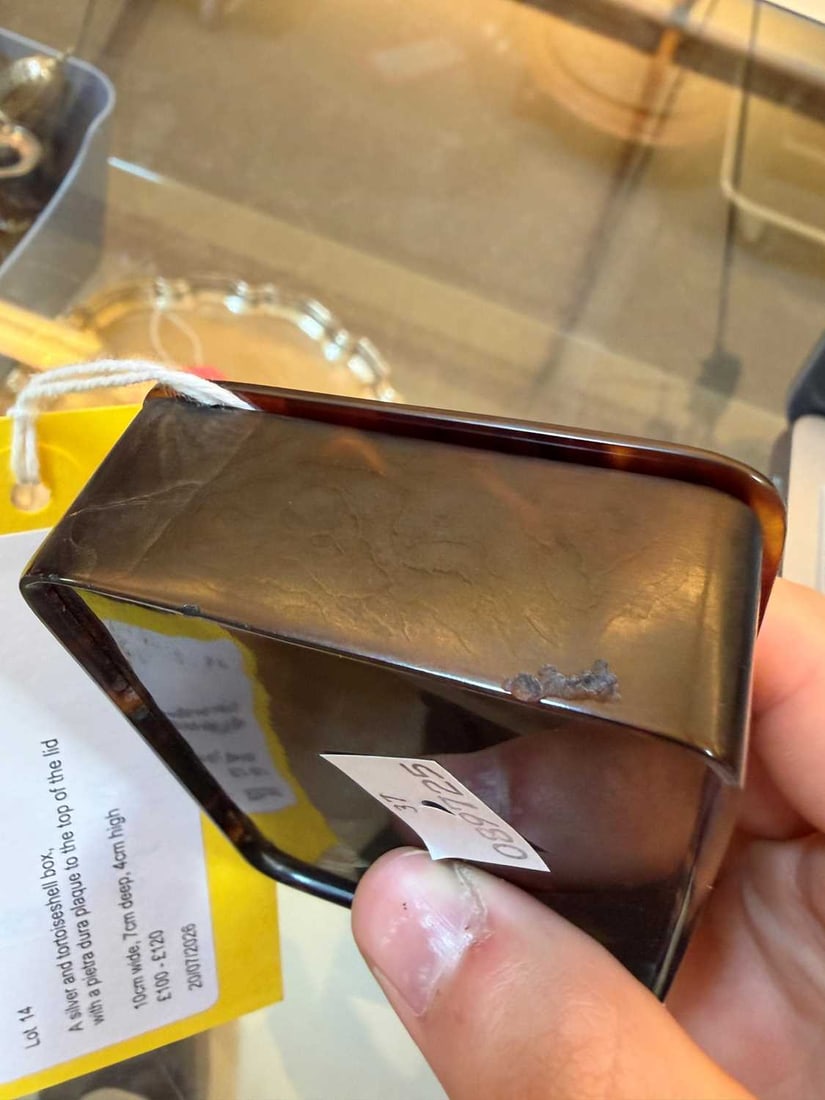 A silver and tortoiseshell box, - 3