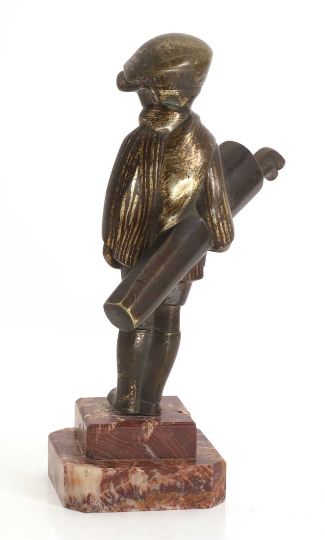 A bronze model of a golf caddy, - 2