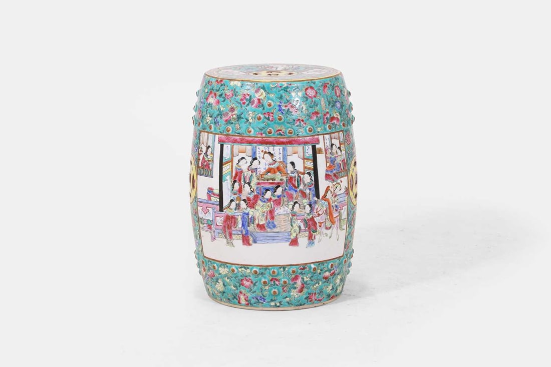 A famille rose porcelain garden seat, 19th century, Chinese, - 2