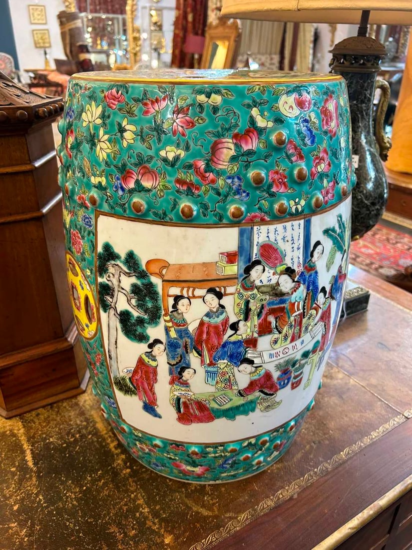 A famille rose porcelain garden seat, 19th century, Chinese, - 5