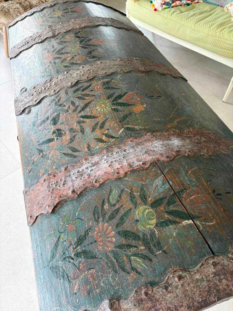A painted marriage chest, dated 1830, probably Scandinavian, - 5