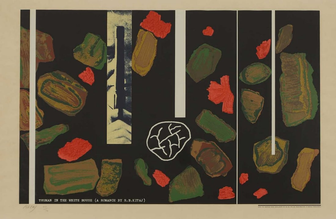 Ronald Brooks Kitaj (American, 1932-2007) 'Truman in the Whitehouse', 1966: Ronald Brooks Kitaj (American, 1932-2007) 'Truman in the Whitehouse', 1966 screenprint in colours, signed 'Kitaj' in pencil l.l. and numbered 44/70 (image 55.5 x 79cm; framed 69.5 x 103.5cm) Footnote: