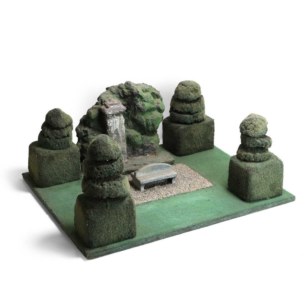 Ivor Abrahams RA (British, 1935-2015) Garden sculpture: Ivor Abrahams RA (British, 1935-2015) Garden sculpture styrene, latex and flock fibre, signed and dated 'Ivor Abrahams '77' to base of section with column together with: Sea and Sand ceramic, signed, 