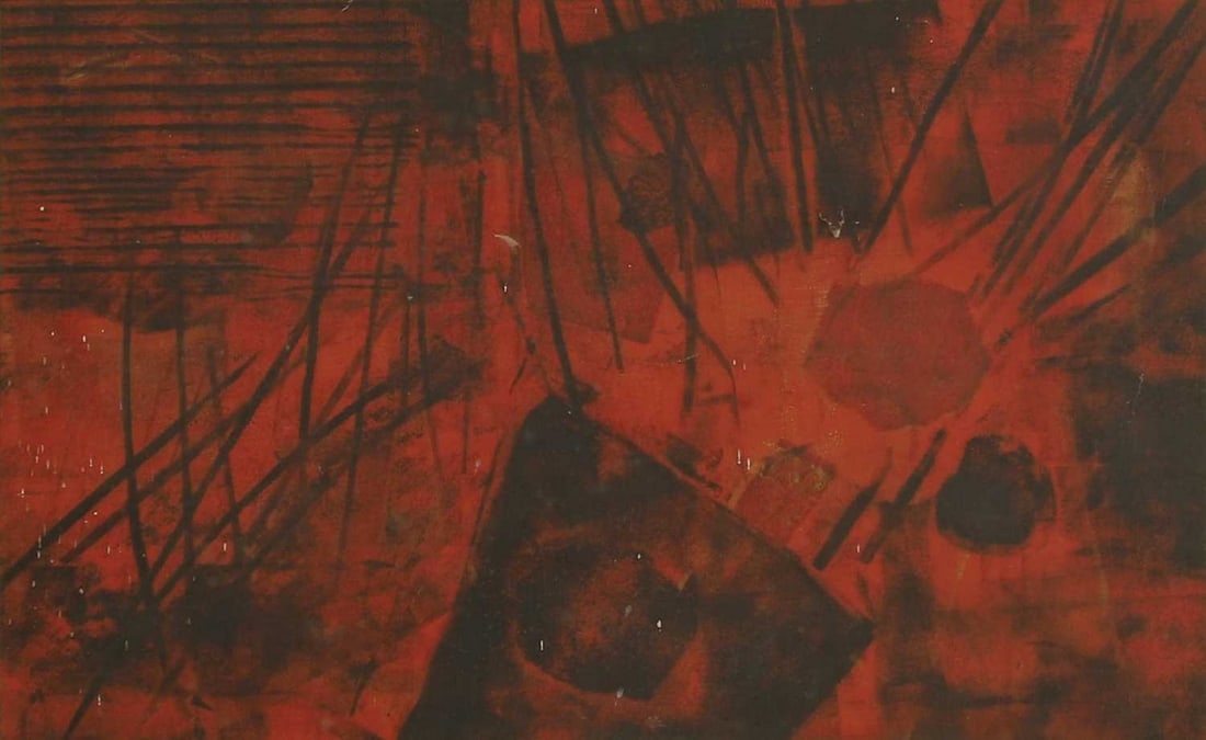 ▲ Dennis Hawkins (British, 1925-2001) Untitled: ▲ Dennis Hawkins (British, 1925-2001) Untitled monotype in colours (33 x 51cm; framed 60 x 78cm) Footnote: Hawkins painted a series of panels at the Royal Children's Hospital, Liverpool. He exhi