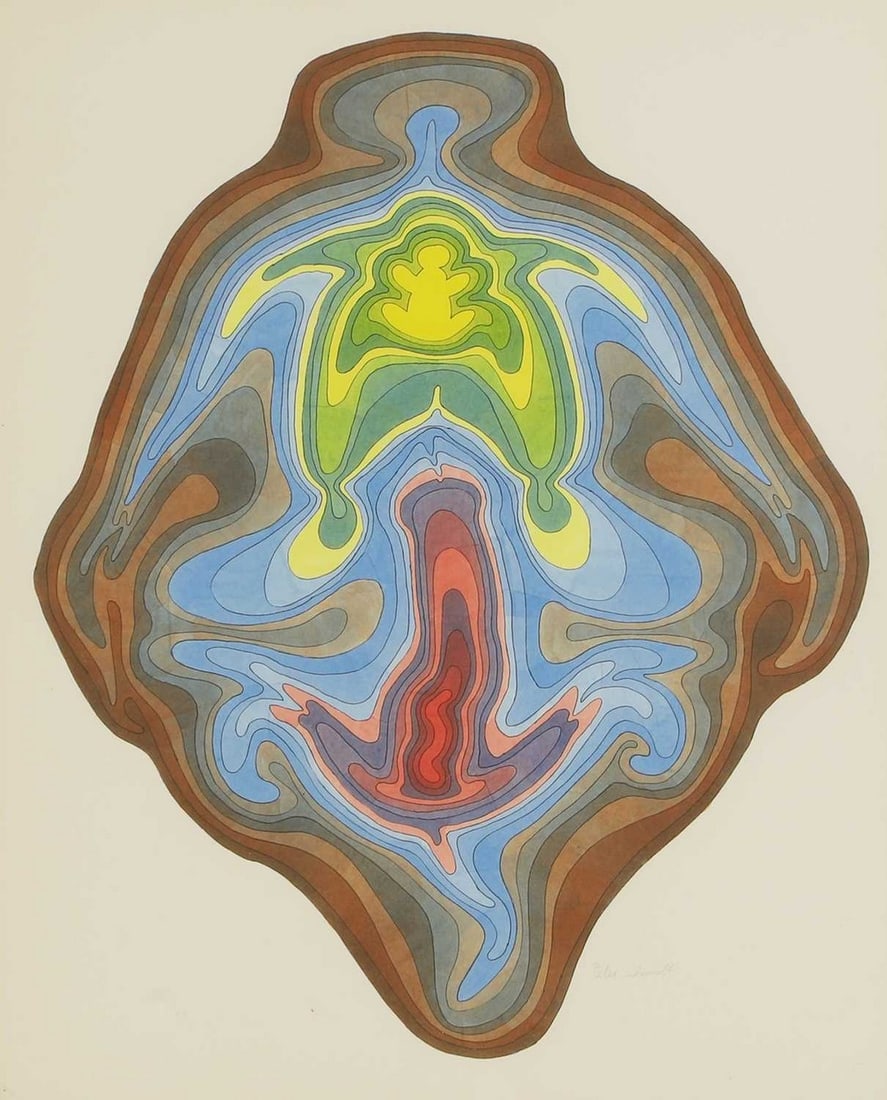 ▲ Peter Schmidt (British, 1931-1980) 'Inside the Head II': ▲ Peter Schmidt (British, 1931-1980) 'Inside the Head II' signed 'Peter Schmidt' l.r., pen and ink and watercolour (67.5 x 52cm; framed 96.5 x 78.5cm) Footnote: Exhibited: Fournier Street Galler
