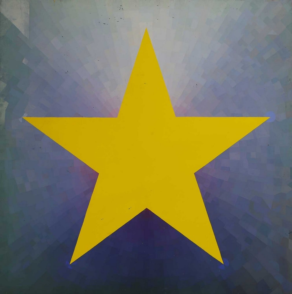 ▲ Peter Schmidt (British, 1931-1980) Yellow Star: ▲ Peter Schmidt (British, 1931-1980) Yellow Star oil on canvas (127 x 127cm; unframed) Condition Report: Canvas tension slightly loose to the touch. There is a loss to the upper edge, centre lef