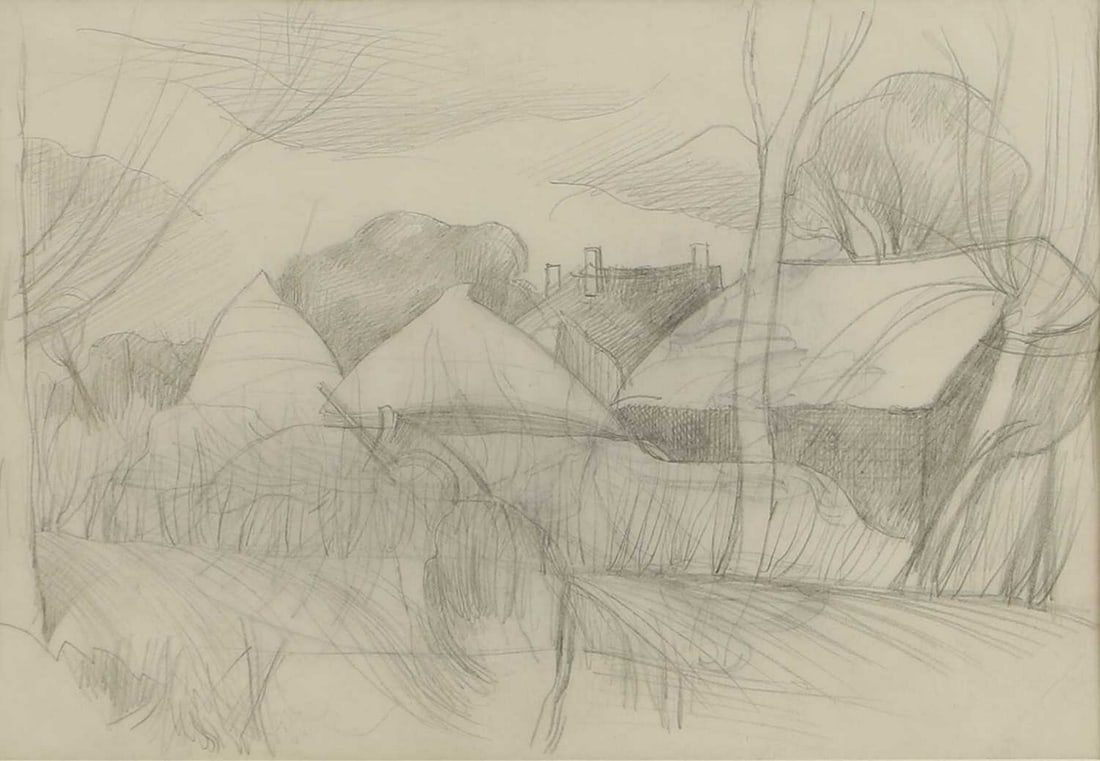▲ John Nash RA (British, 1893-1977) Farmyard with straw stacks, circa 1920s (1 of 3)