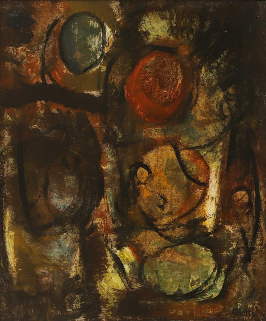 ▲ Robert Sadler (British, 1909-2001) 'Small Painting I': ▲ Robert Sadler (British, 1909-2001) 'Small Painting I' signed 'Sadler' l.r., with artist's label verso, oil on board (61 x 51cm; framed 67 x 57cm) Condition Report: A few small surface scuffs a