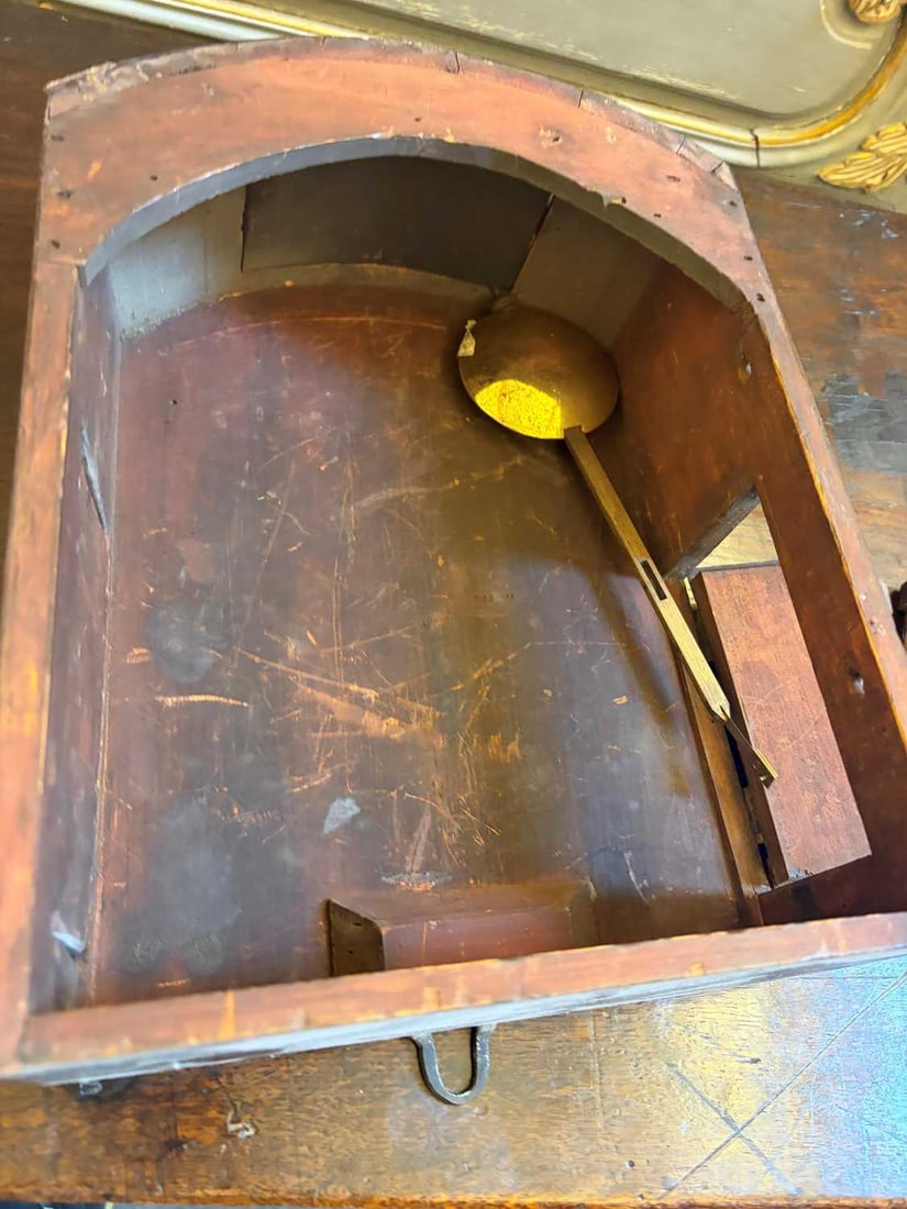 A mahogany dial clock with a white dial, early 19th century, - 12