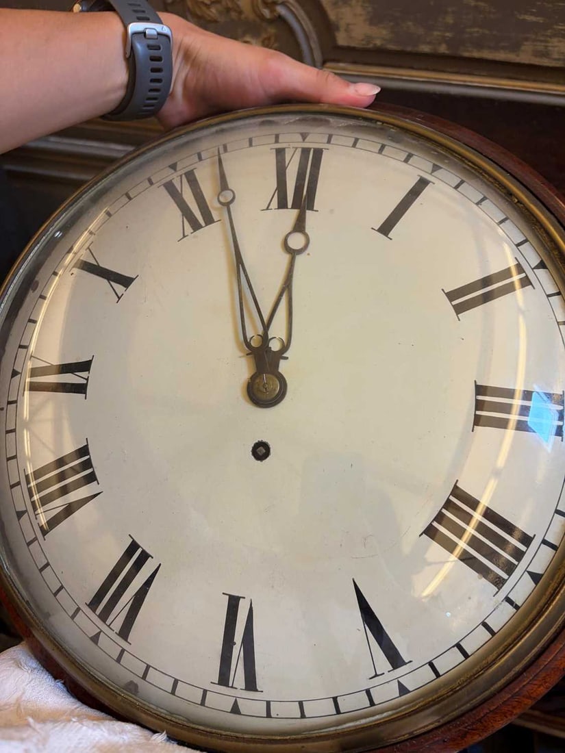A mahogany dial clock with a white dial, early 19th century, - 4