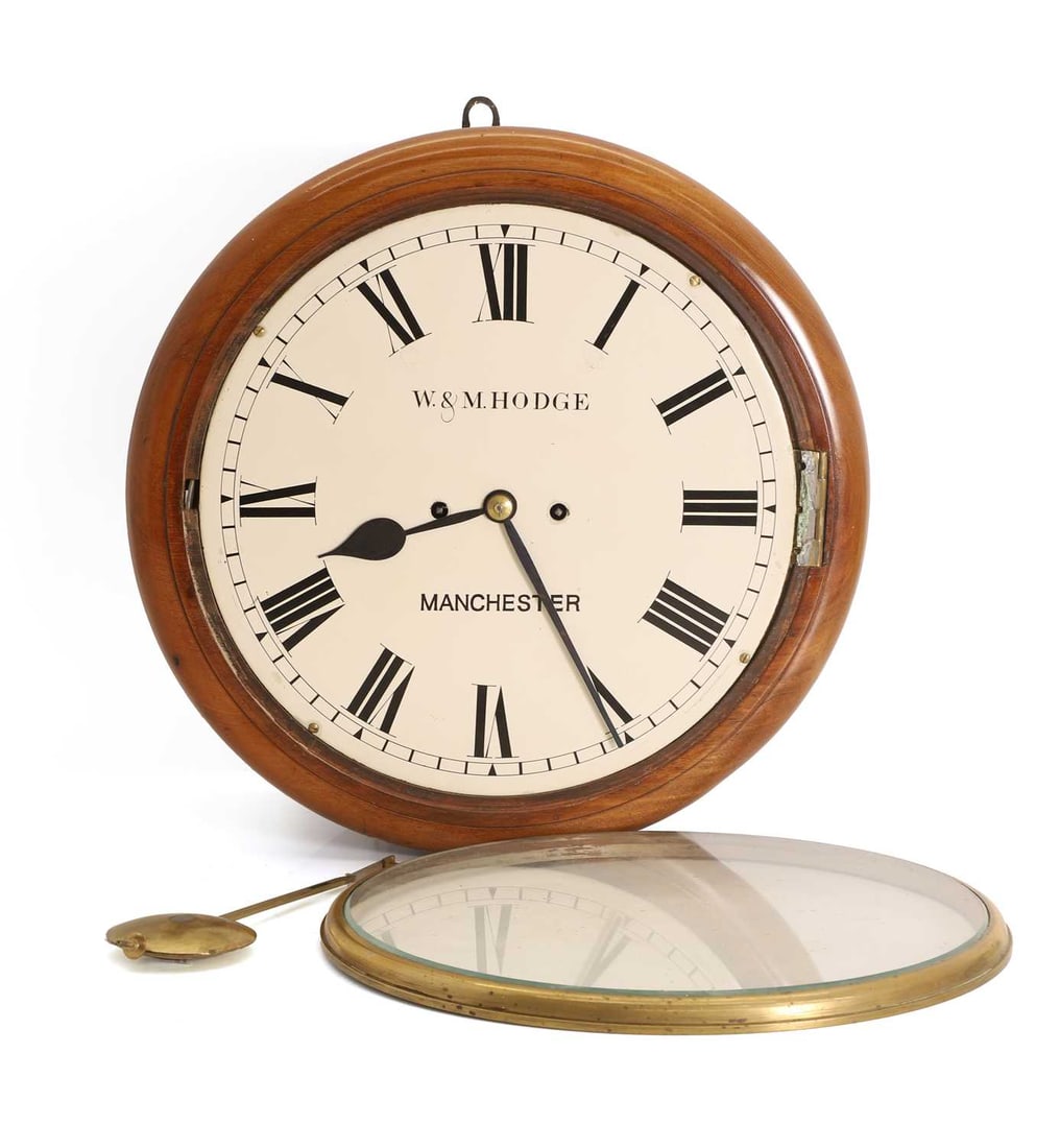 A mahogany dial clock by W & M Hodge, Manchester, 19th century, (1 of 2)