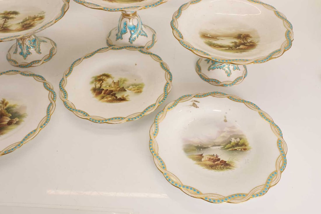A set of six porcelain Minton plates, circa 1860, - 3