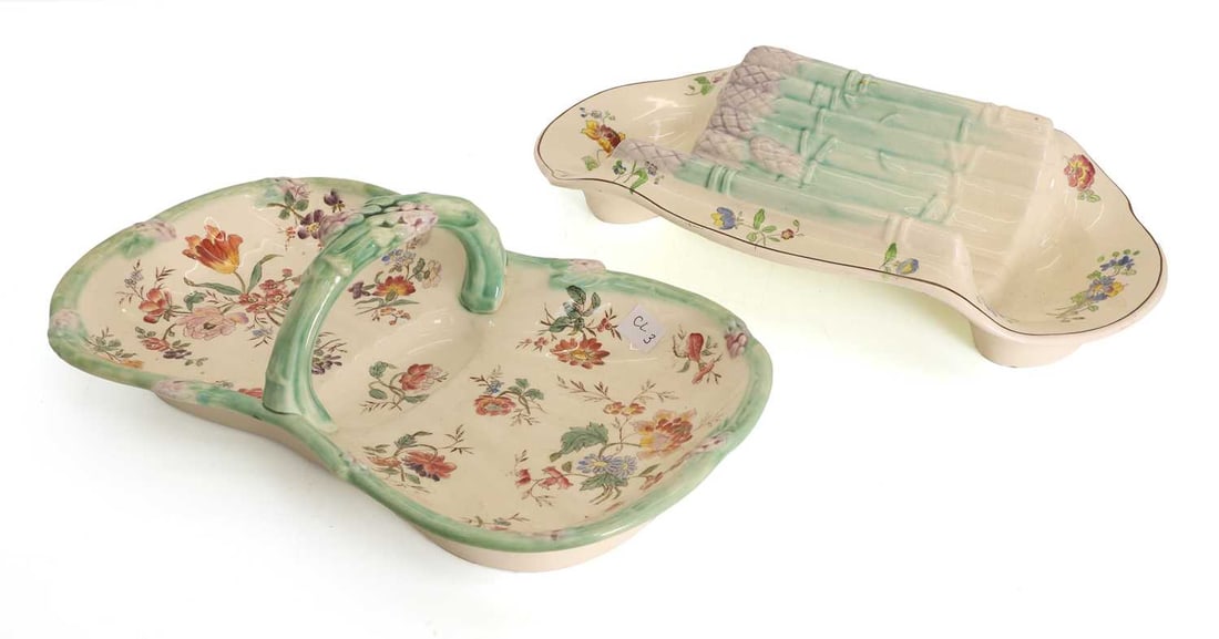 A longchamp Majolica asparagus basket, 19th century, - 2