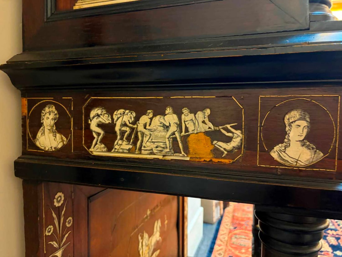 A rosewood, ebonised, ivory and bone-inlaid cabinet, mid-19th century, probably Northern Italian, - 13
