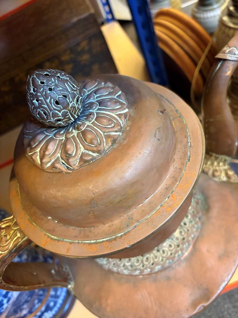 A copper Tibetan ewer, - 9