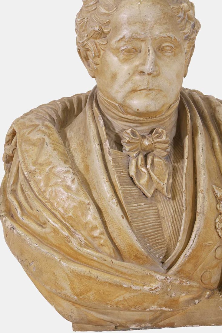 A large plaster portrait bust, late 19th century, possibly of King Louis Philippe I of France, - 3