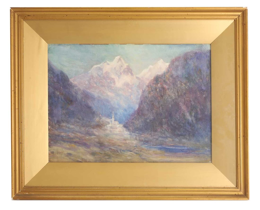 P. M. Pearce (British, 20th Century) Nocturne, Pontresina, Alpine study: P. M. Pearce (British, 20th Century) Nocturne, Pontresina, Alpine study signed and dated '1926' l.l., watercolour and goauche visible 25 x 35cm; framed 42 x 51cm 1 Provenance: Exhibition of Alpine at