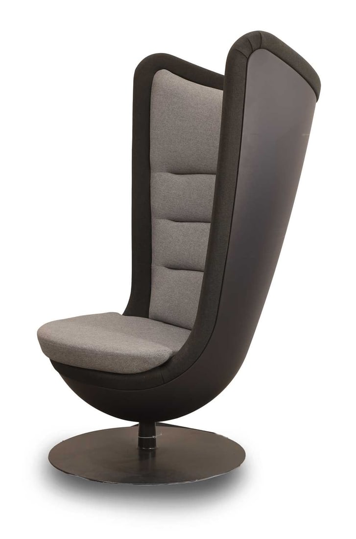 An Actiu Badminton chair, of recent manufacture,: An Actiu Badminton chair, of recent manufacture, with black hard back and base, finished in two tone gray and black perforated upholstery 100cm wide Condition Report: some marks