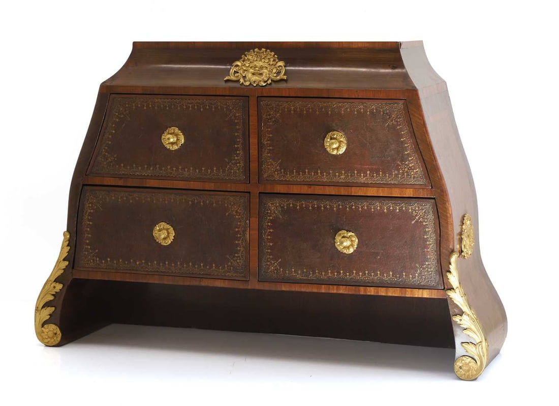 A Louis XV-style kingwood, tulipwood and ormolu cartonnier, late 19th century, French,