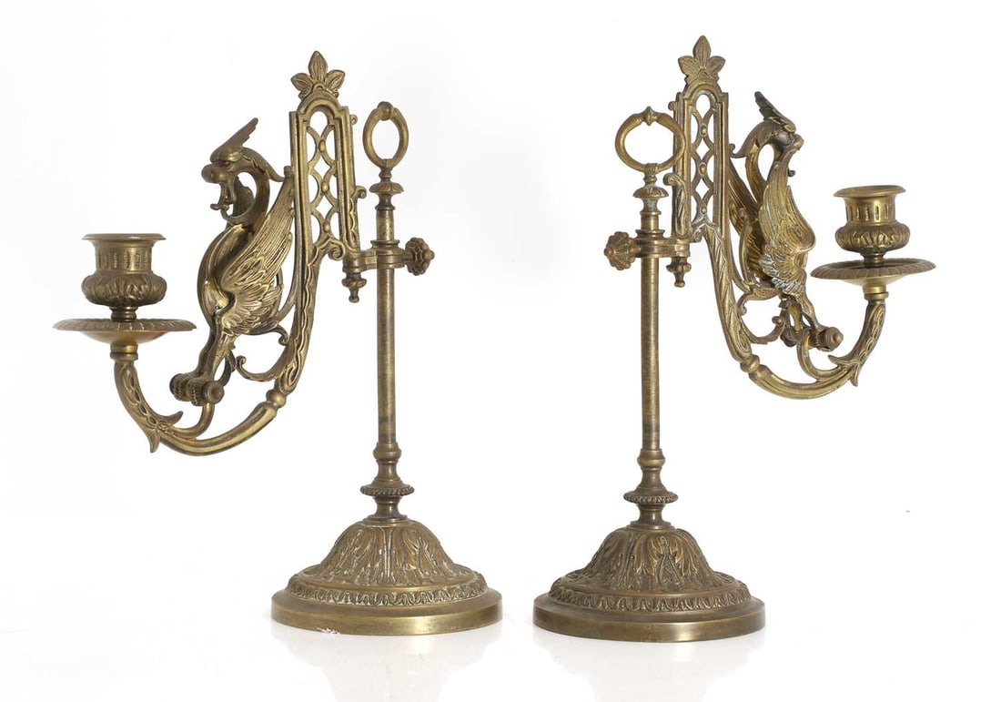 A pair of French bronze candelabra, 19th century, - 2