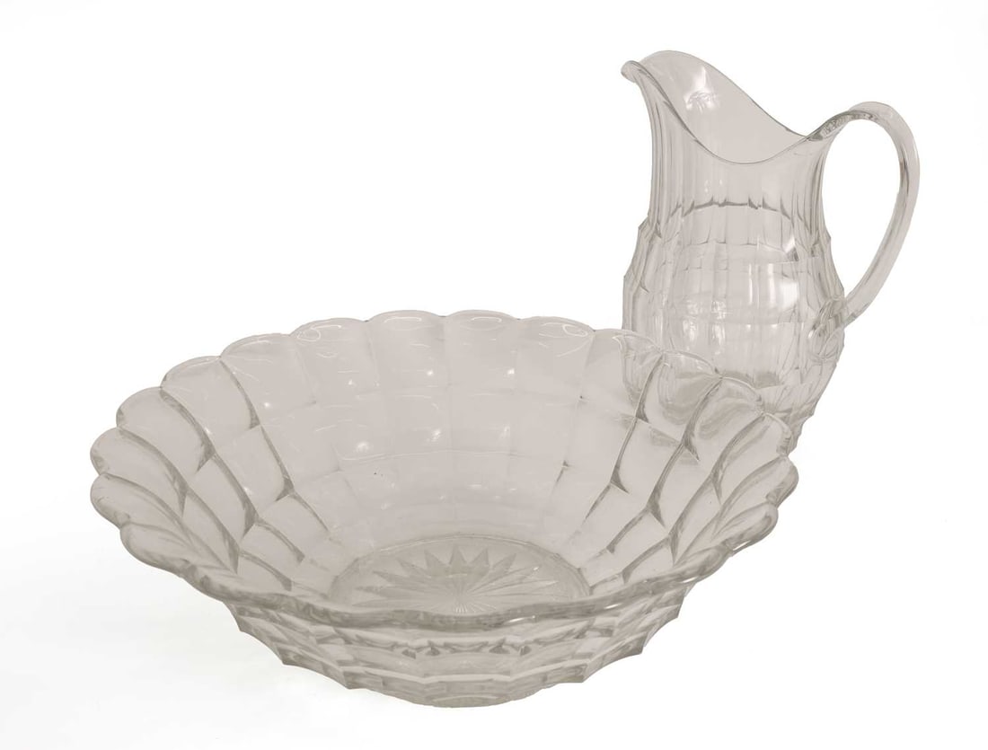 A Victorian moulded wash jug and basin, - 2
