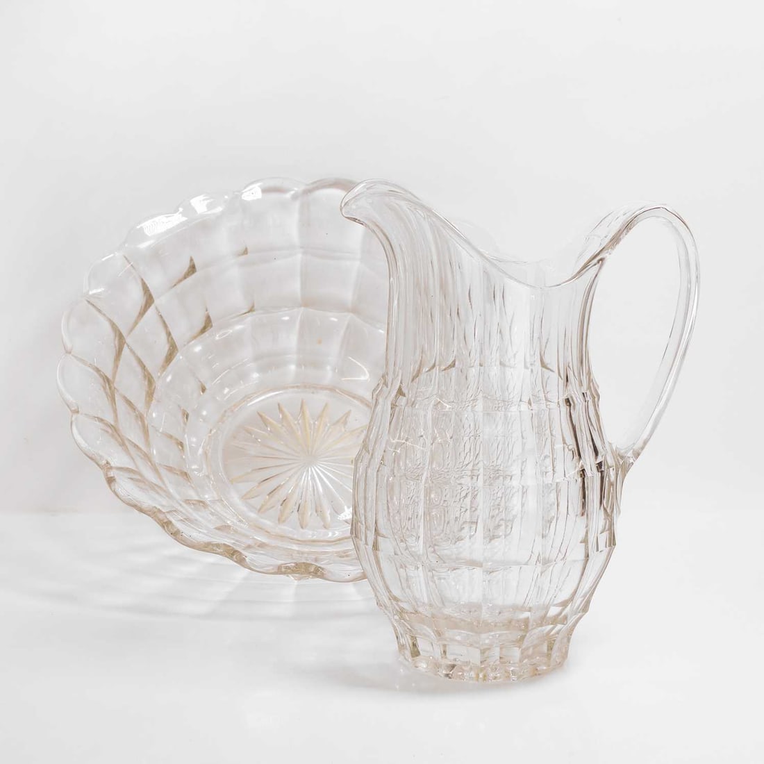 A Victorian moulded wash jug and basin, - 3