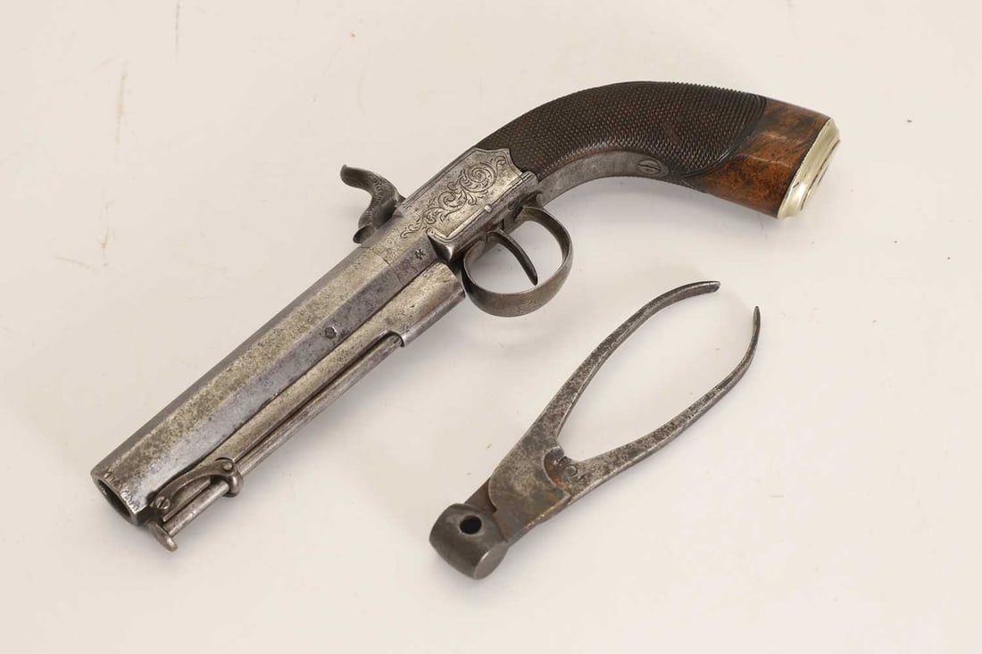 An English percussion pistol, - 2