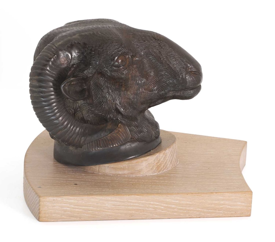 A cast bronze ram’s head, 20th century - 2
