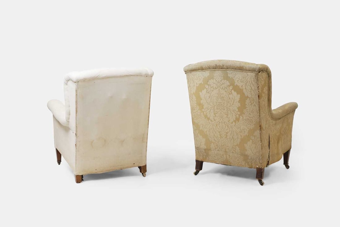 A near pair of armchairs, early 20th century, in the manner of Howard and Sons, - 2