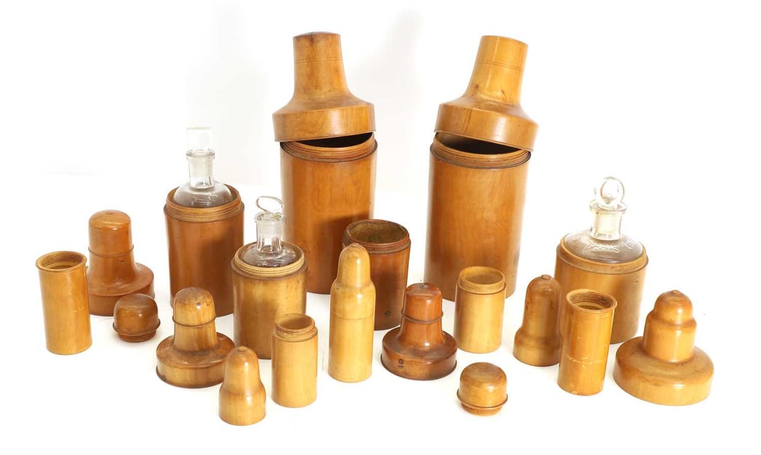 A set of Treenware bottle holders, 19th century, - 2