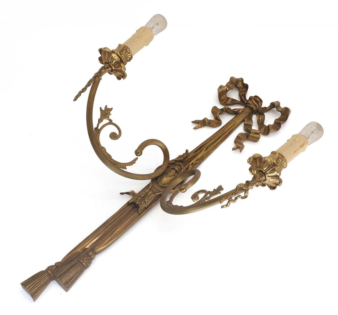 A set of six gilt brass wall appliques, early 20th century, - 2