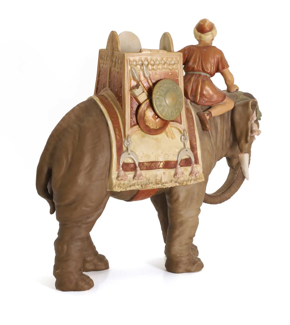 A Royal Dux porcelain Elephant c.1900, - 2