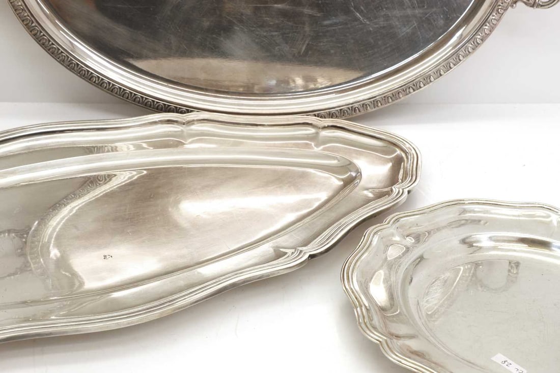 A silver plated Christoffle circular serving tray, - 2