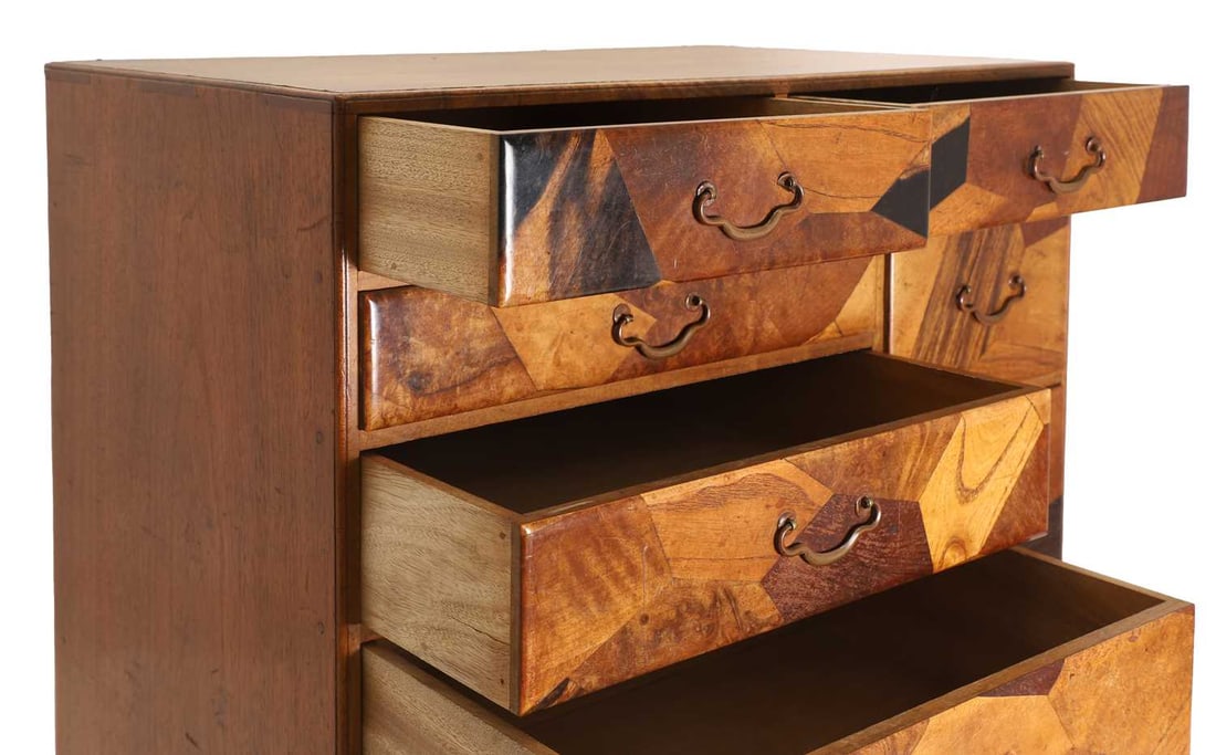 A Japanese wood collector's cabinet, of modern manufacture, - 2