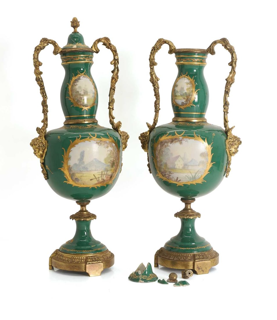 A pair Sevres style vases, 19th century, - 2