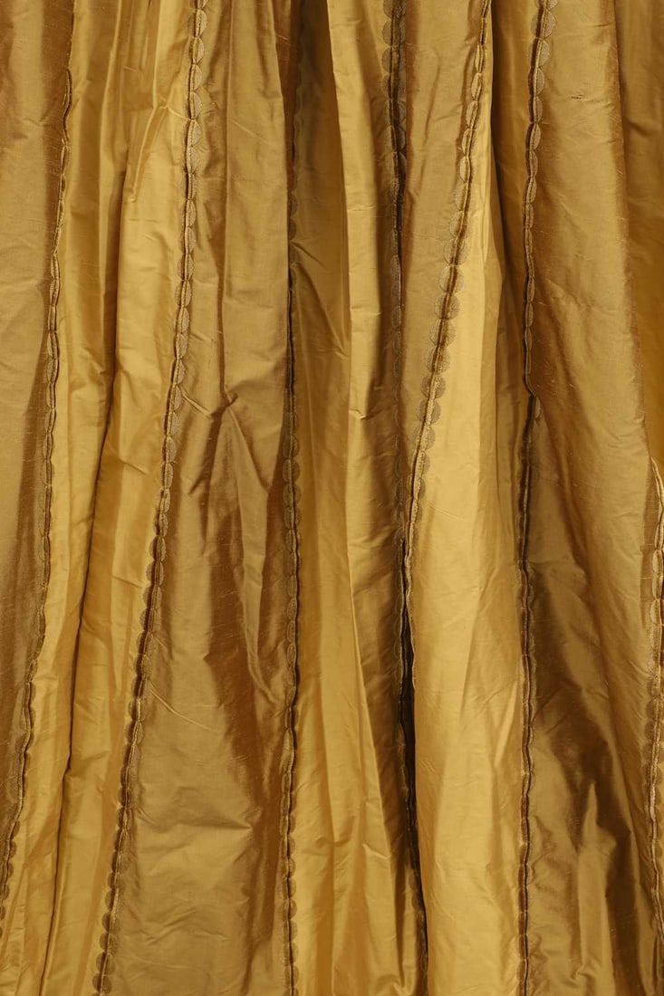 A single gold striped silk interlined curtain, - 2