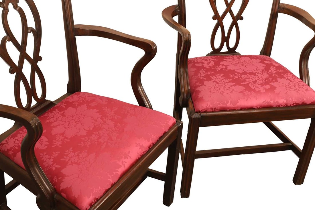 A pair of George III style mahogany armchairs, late 19th century, - 2