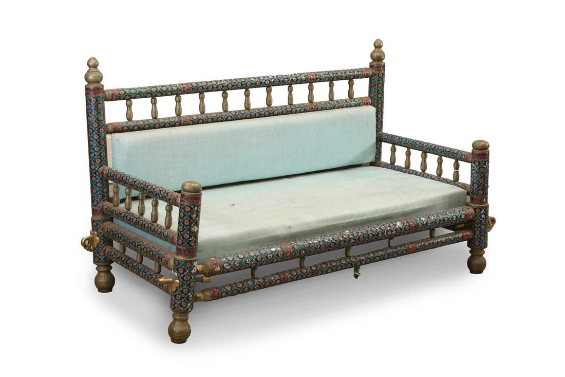 An Anglo-Indian low bench, 20th century, - 2