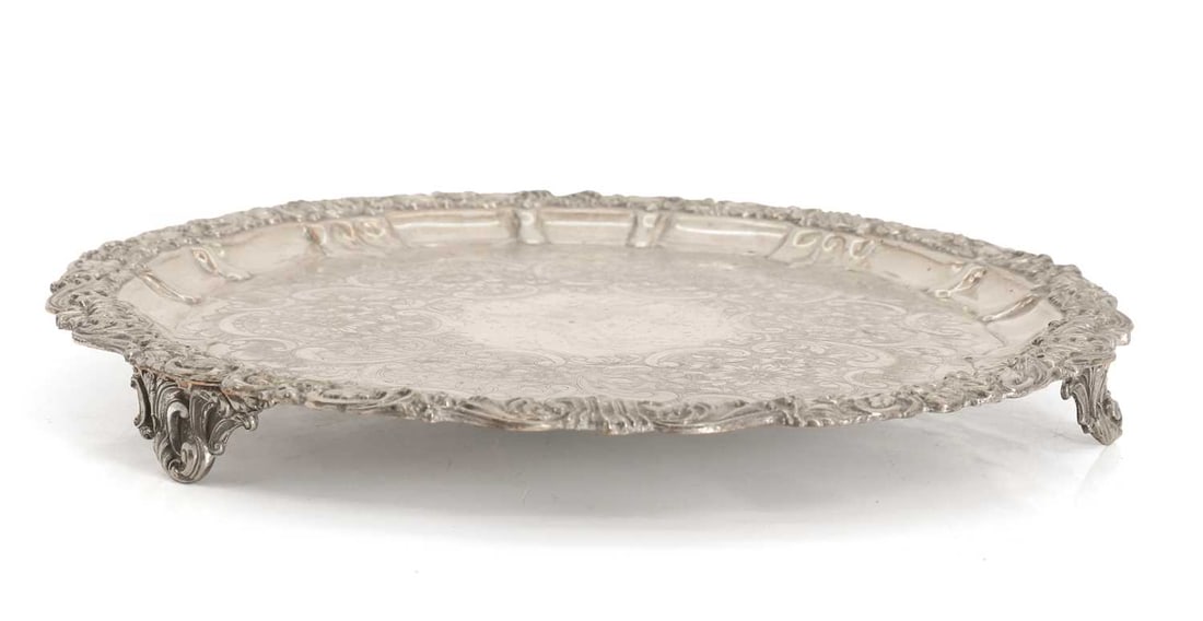 A Sheffield silver plated salver, early 20th century, (1 of 2)