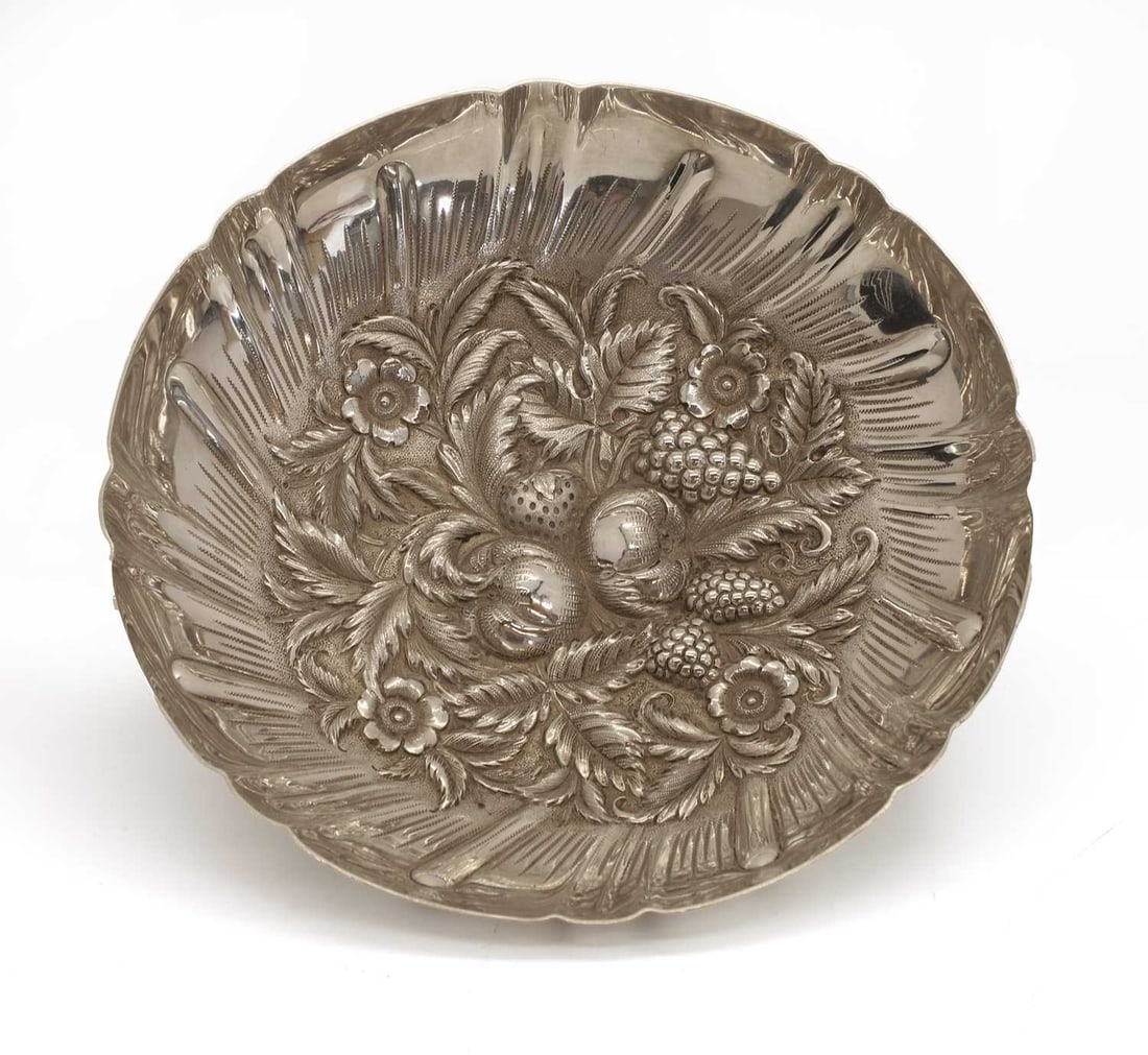 A silver bowl, - 2