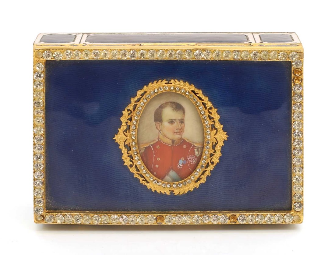 A gilt brass guilloché enamel and jewelled box, 19th century, - 3