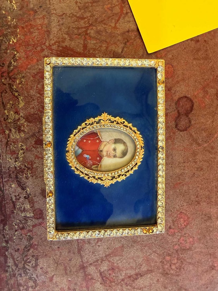 A gilt brass guilloché enamel and jewelled box, 19th century, - 9