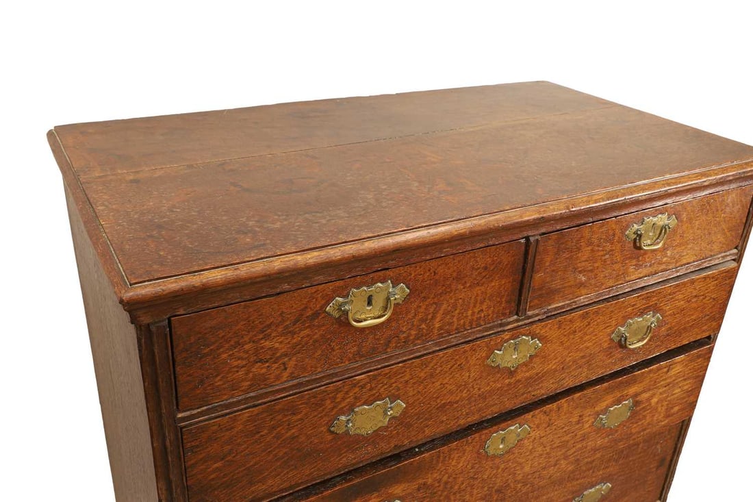 A George III oak chest, 18th century, - 2
