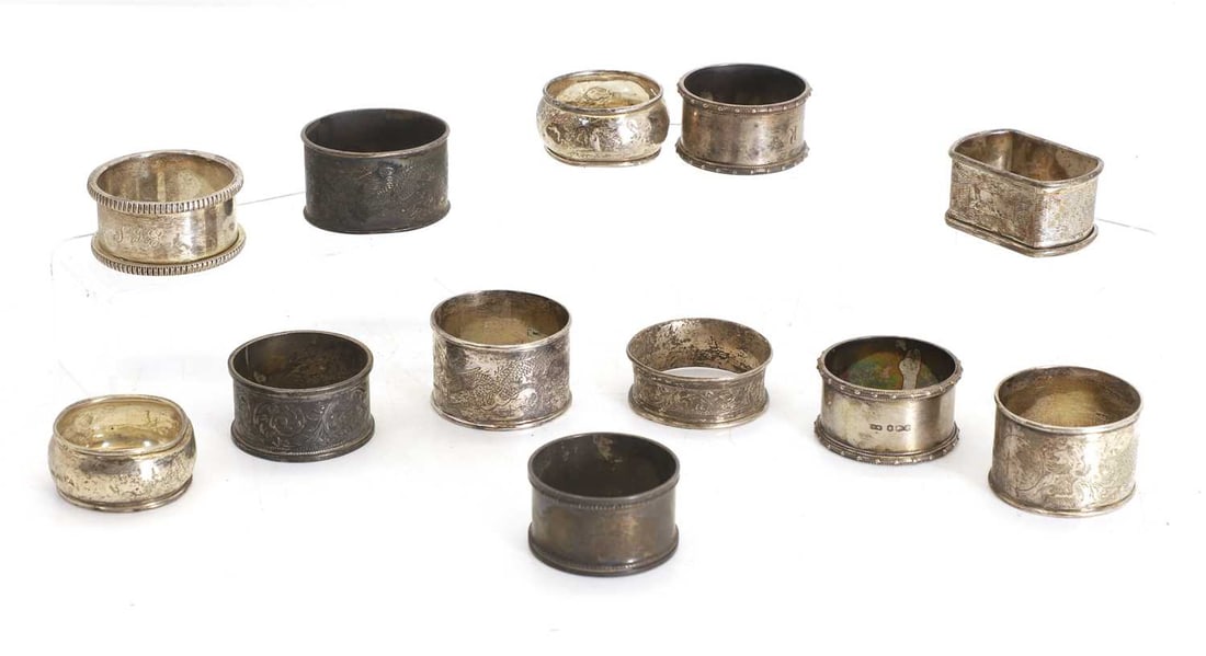 A collection of silver napkin rings, (1 of 1)