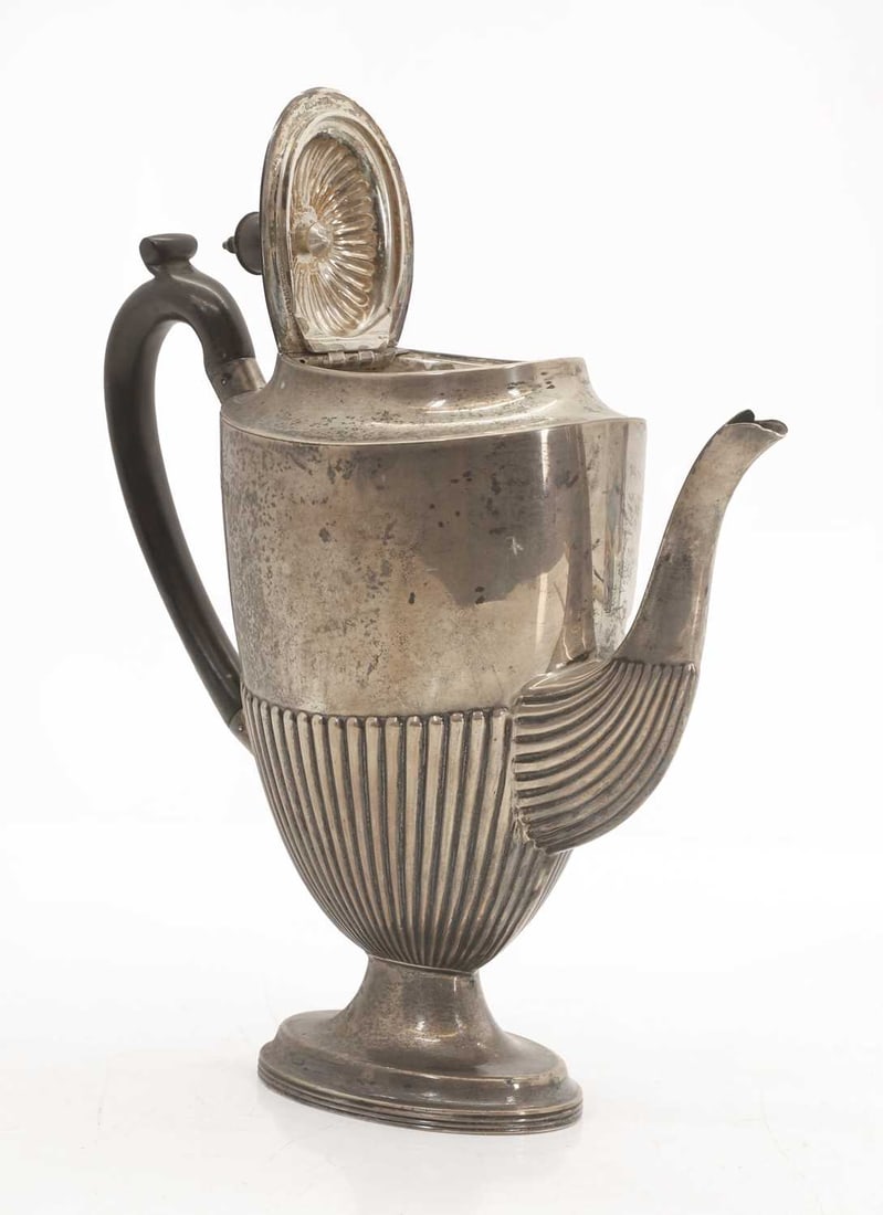 A silver teapot, - 2