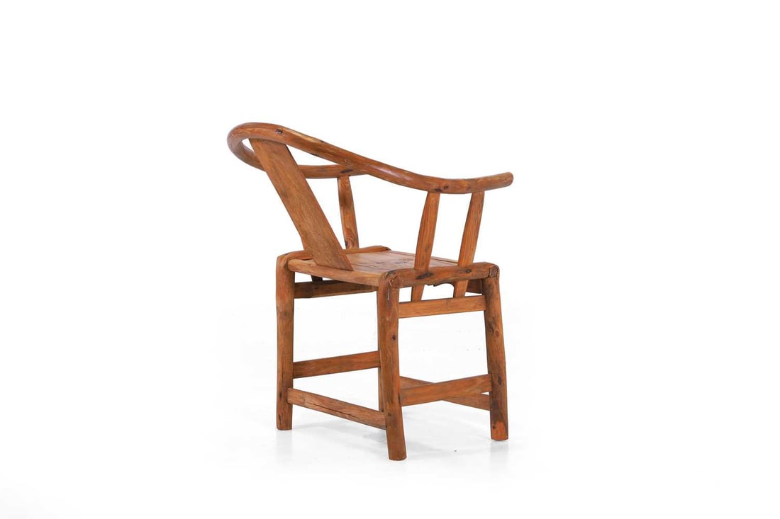 A small elm horseshoe chair, 20th century, Chinese, - 4