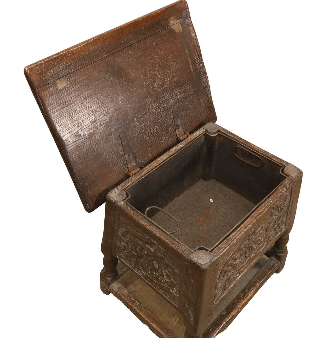 A carved oak coal box, early 20th century, - 2